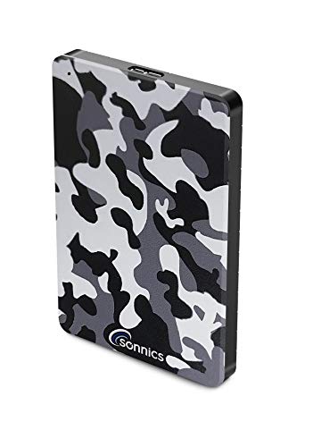 Sonnics 1TB Grau Camo Externe tragbare Festplatte USB 3.0 super schnelle Übertragungsgeschwindigkeit für den Einsatz mit Windows PC, Mac, Xbox ONE und PS4 Fat32 von Sonnics