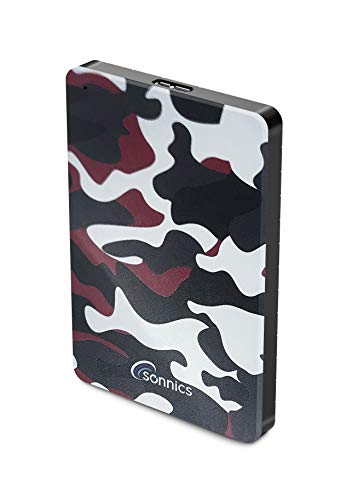 Sonnics 1TB Rot Camo Externe tragbare Festplatte USB 3.0 super schnelle Übertragungsgeschwindigkeit für den Einsatz mit Windows PC, Mac, XBOX ONE und PS4 Fat32 von Sonnics