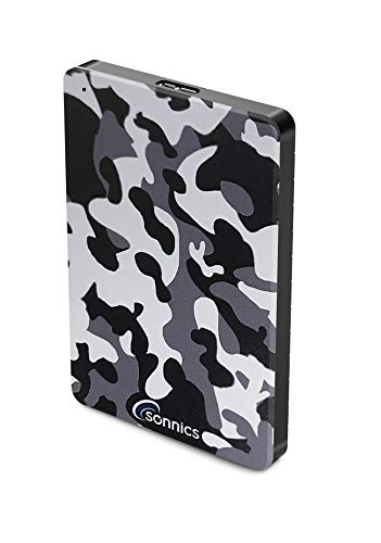 Sonnics 500GB Grau Camo Externe tragbare Festplatte USB 3.0 super schnelle Übertragungsgeschwindigkeit für den Einsatz mit Windows PC, Mac, Xbox ONE, PS4 und PS5 von Sonnics