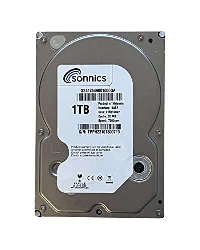 Sonnics SATA-Festplatte, 8,9 cm (3,5 Zoll), 7200 U/min, Desktop-PC/Überwachungsspeicher, CCTV-Kamera, Videoüberwachungsanlage, DVR (1 TB) von Sonnics