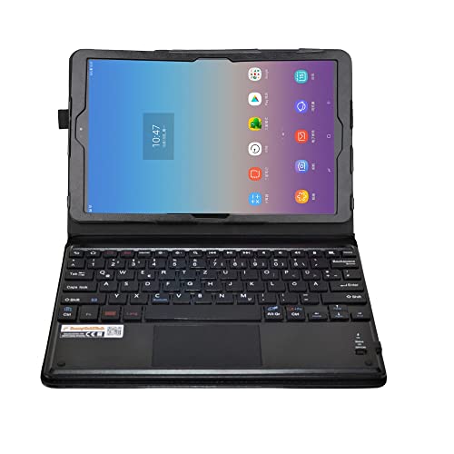 MQ für Galaxy Tab A 10.5 - Bluetooth Tastatur Tasche mit Touchpad für Samsung Galaxy Tab A 10.5 | Tastatur Hülle für Galaxy Tab A 10.5 LTE SM-T595 WiFi T590 | Touchpad Tastatur Layout QWERTZ, Schwarz von SonnyGoldTech