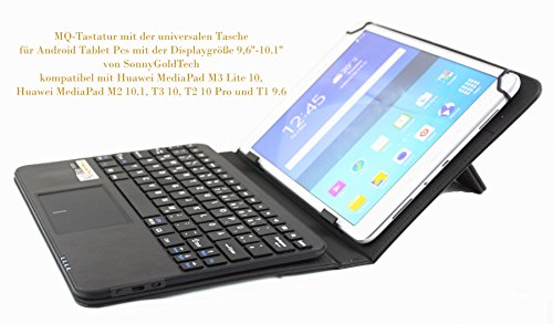 MQ für Huawei MediaPad - Bluetooth Tastatur Tasche mit integriertem Touchpad für Huawei MediaPad M3 lite 10, MediaPad M2 10.1, MediaPad T2 10 Pro, MediaPad T1 9.6 | Tastatur Hülle QWERTZ Deutsch von SonnyGoldTech