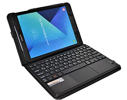 MQ21 für Galaxy Tab S3 9.7 - Bluetooth Tastatur Tasche mit Multifunktions-Touchpad für Samsung Galaxy Tab S3 LTE SM-T825, Tab S3 WiFi SM-T820 | Hülle mit Tastatur und Touchpad | Layout QWERTZ, Schwarz von SonnyGoldTech