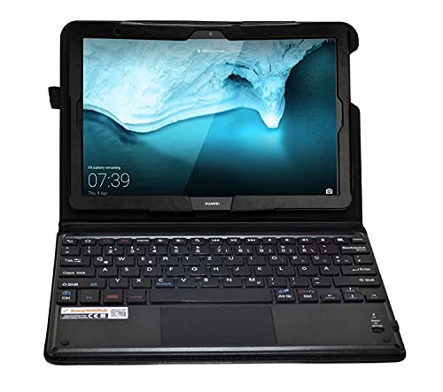 MQ21 für Huawei MediaPad T5 10.1 - Bluetooth Tastatur Tasche mit Touchpad für MediaPad T5 10.1 LTE | Hülle mit Tastatur und Touchpad für Huawei MediaPad T5 10 WiFi | Tastatur Deutsch QWERTZ | Schwarz von SonnyGoldTech