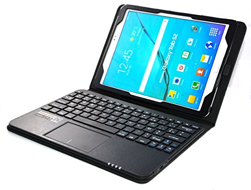 SonnyGoldTech MQ - Französisches Layout AZERTY | Schwarz | Galaxy Tab S2 9.7 Bluetooth Tastatur Tasche mit Multifunktions-Touchpad von SonnyGoldTech