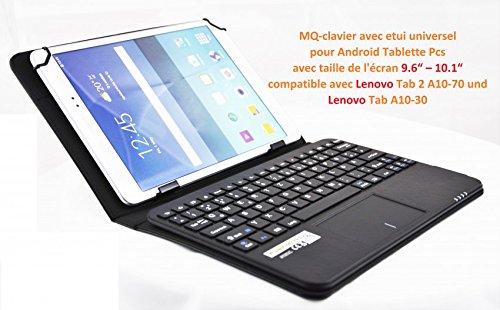 SonnyGoldTech MQ für Lenovo Tab 4 10 - Tastatur FRANZÖSISCH AZERTY mit Tasche für Lenovo Tab 4 10, Lenovo Tab 3 10, Lenovo Tab 2 A10-70, Lenovo Tab 2 A10-30 10.1| Hülle mit Bluetooth Tastatur von SonnyGoldTech