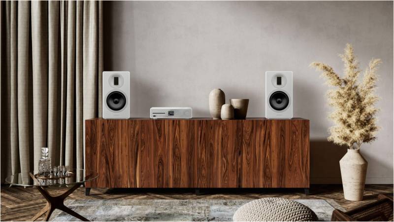 MAESTRO Bundle Hifi-System weiss hochglanz/silber von Sonoro