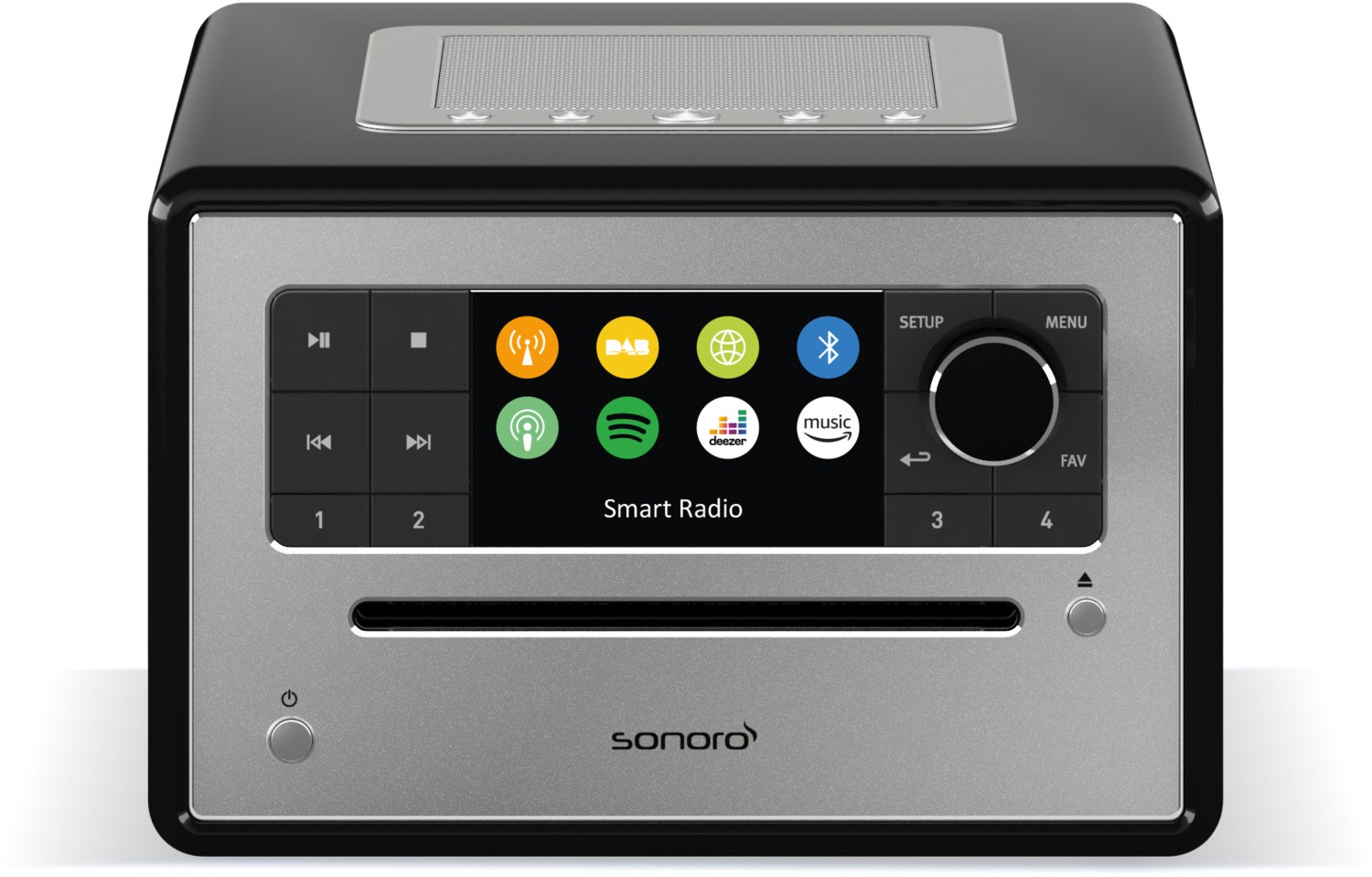 Sonoro Elite CD-Player mit Internetradio und Bluetooth schwarz hochglänzend - silber von Sonoro