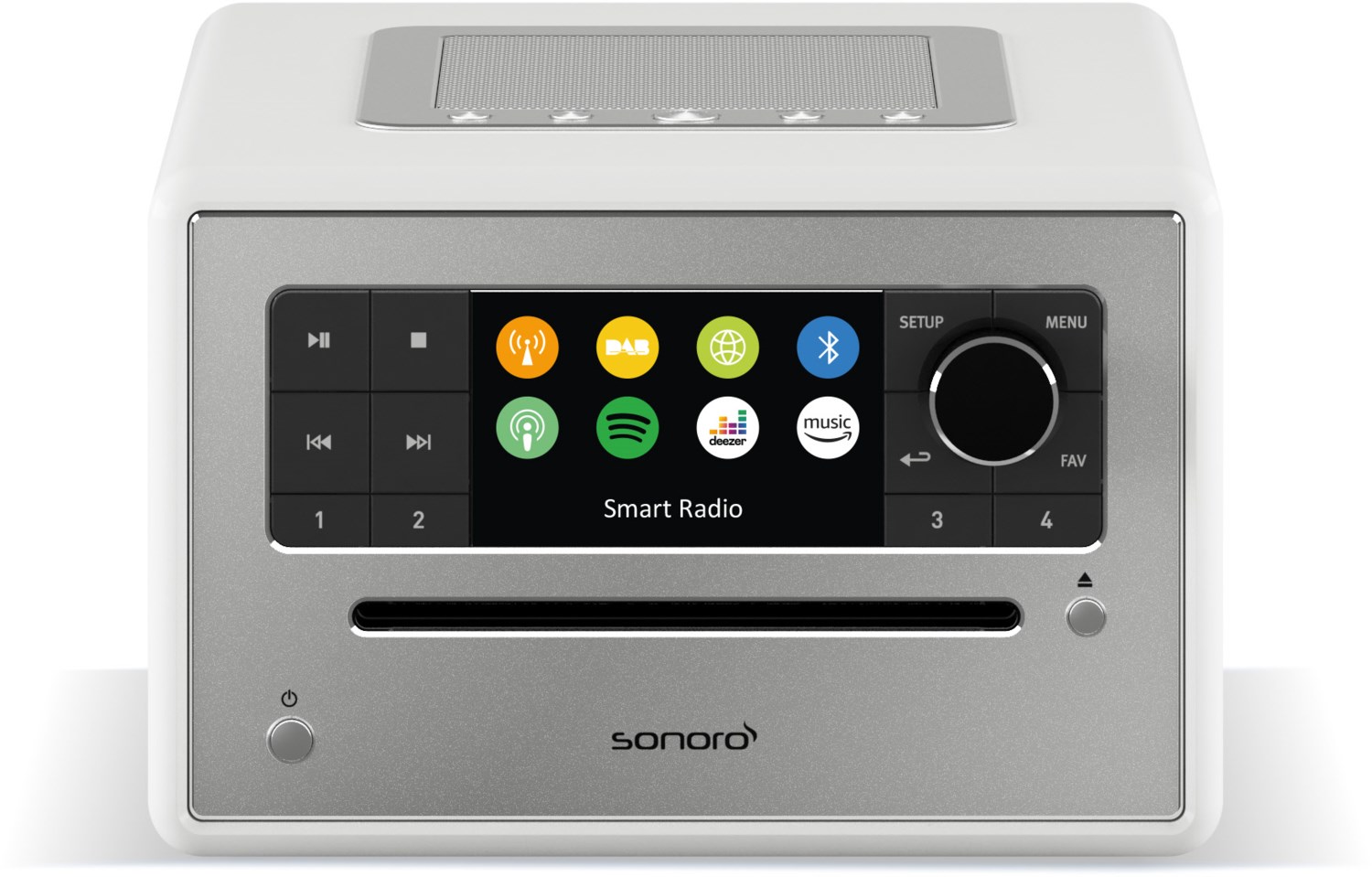 Sonoro Elite CD-Player mit Internetradio und Bluetooth weiß hochglänzend - silber von Sonoro