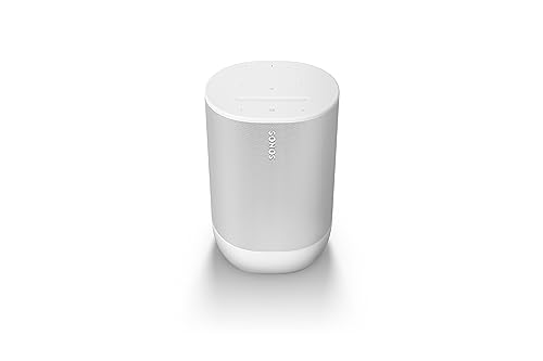 Sonos Move 2 | Tragbarer WLAN Speaker mit WLAN, Bluetooth, kompatibel mit Amazon Alexa, mindestens 24 Stunden Akkulaufzeit und kabelloser Ladestation - Weiß von Sonos
