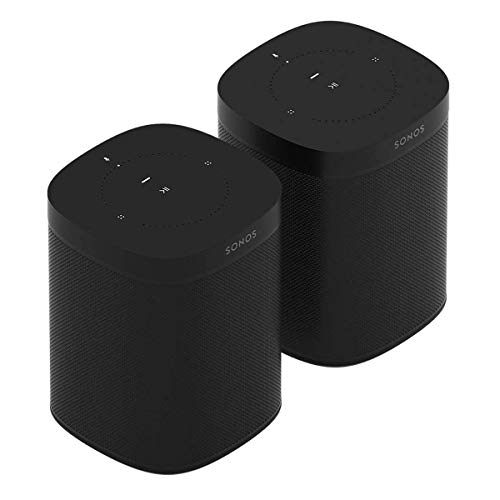 Sonos One (Gen 2) Zwei-Raum-Set mit Sprachsteuerung, Smart Speaker mit Amazon Alexa eingebaut (2er Pack) schwarz) von Sonos