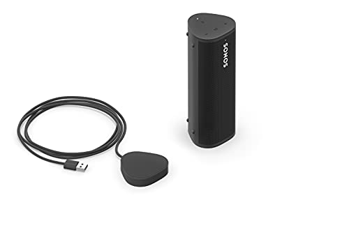 Sonos Roam + kabelloses Ladegerät, schwarz – Wasserdichter WLAN & Bluetooth Lautsprecher mit Alexa Sprachsteuerung, Google Assistant und AirPlay 2 von Sonos