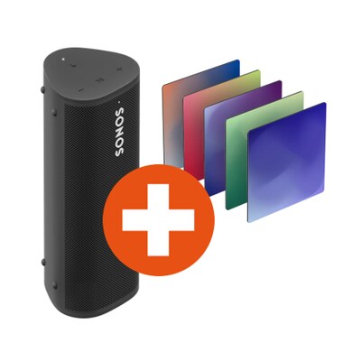 Sonos Roam schwarz mobiler Smart Speaker + Senic Mood Blocks NFC Vinylcards von Sonos