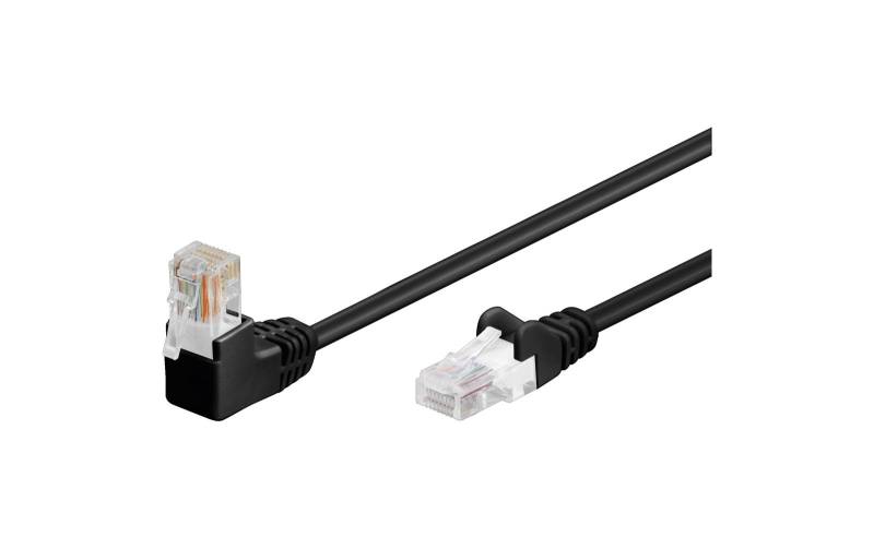 CAT 5e Patchkabel 1x 90° gewinkelt, U/UTP, Schwarz, 1m von Sonstige