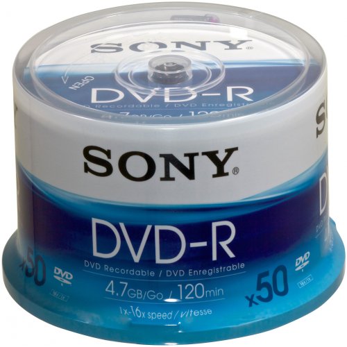 Sony - DVD-R (recordable), 16x, 50er Spindel mit 120 Minuten je DVD von Sony Europe Limited Zweigniederlassung Deutschland