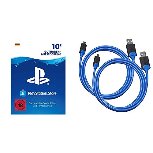 PSN Card-Aufstockung | 10 EUR | deutsches Konto | PSN Download Code & Amazon Basics - Controller-Ladekabel f√ºr die PlayStation 4 - 2er-Pack von Sony Interactive Entertainment