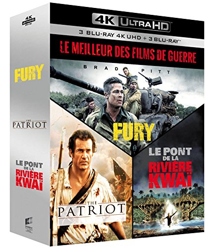Coffret le meilleur des films de guerre 3 films : fury ; the patriot ; le pont de la rivière kwai 4k ultra hd von Sony Pictures Home Entertainment