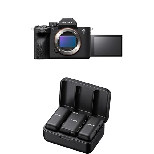 Bundle aus Sony Alpha 7 IV | Spiegellose Vollformatkamera für Experten (33 Megapixel, Echtzeitfokus, Burst mit 10 Bildern pro Sekunde, 4K 60p-Video) Schwarz + Sony ECM-W3 | kabelloses Mikrofon von Sony