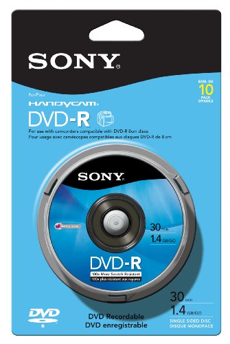 Sony 10DMR30RS1H 8 cm DVD-R Spindel Skin Pack 10 Stück von Sony