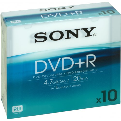 Sony 10DPR120BSL DVD+R Speichermedium 16x, Ultra Slim Line, 120 Minuten (10er Pack) von Sony