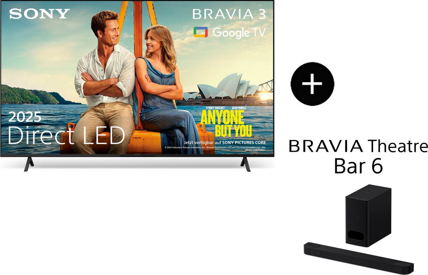 Sony 43 Zoll TV BRAVIA 3 + BRAVIA Theatre Bar 6 DLED-Fernseher (108 cm/43 Zoll, 4K Ultra HD, Google TV, Smart-TV) von Sony