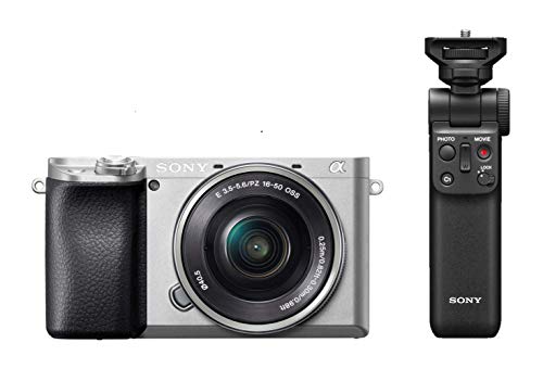 Sony Alpha 6100 E-Mount Systemkamera (24 Megapixel, 4K Video, 180° Touch-Display, 0.02 Sek. Echtzeit-Autofokus mit 425 Kontrast AF-Punkten, inkl. SEL-P1650 Objektiv) silber + Bluetooth Handgriff von Sony