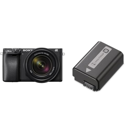 Sony Alpha 6400 | APS-C Spiegellose Kamera mit 18-135mm f/3.5-5.6 Zoom-Objektiv (Schneller 0,02s Autofokus, neigbares Display für Vlogging) + Akku NP-FW50 von Sony
