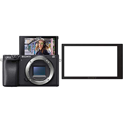 Sony Alpha 6400 E-Mount Systemkamera (24 Megapixel, 4K Video, 180° Klapp-Display) schwarz & PCKLM17.SYH Displayschutz für Alpha 6000 Systemkamera (7,6 cm (3 Zoll) Display) von Sony