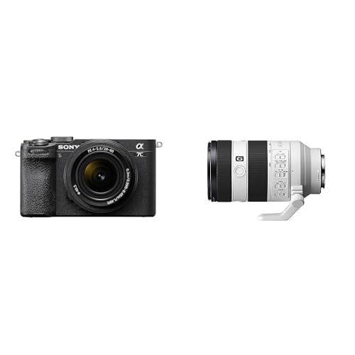 Sony Alpha 7C II | Spiegellose Vollformatkamera mit SEL2860 Zoom Objektiv (28-60 mm, F4–5.6, kompakt, 33 MP, Echtzeit-Autofokus, 10 BPS, 4K Video, neigbarer LCD-Touchscreen) Schwarz + SEL70200G2 von Sony