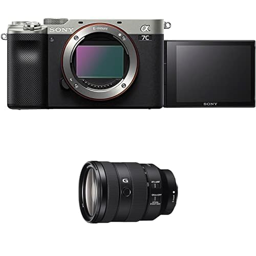 Sony Alpha 7C Spiegellose E-Mount Vollformat-Digitalkamera ILCE-7C (24,2 MP, 7,5cm (3 Zoll) Touch-Display, Echtzeit-AF) Body - Silber/schwarz + Objektiv 24-105mm f4 von Sony