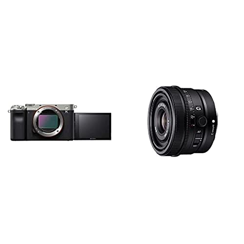 Sony Alpha 7C Spiegellose E-Mount Vollformat-Digitalkamera ILCE-7C (24,2 MP, 7,5cm (3 Zoll) Touch-Display, Echtzeit-AF) Body - Silber/schwarz + Objektiv 24mm f2.8 von Sony