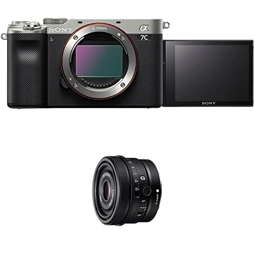 Sony Alpha 7C Spiegellose E-Mount Vollformat-Digitalkamera ILCE-7C (24,2 MP, 7,5cm (3 Zoll) Touch-Display, Echtzeit-AF) Body - Silber/schwarz + Objektiv 40mm f2.5 von Sony