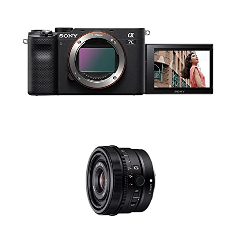 Sony Alpha 7C Spiegellose E-Mount Vollformat-Digitalkamera ILCE-7C (24,2 MP, 7,5cm (3 Zoll) Touch-Display, Echtzeit-AF) Body - schwarz + Objektiv 24mm f2.8 von Sony