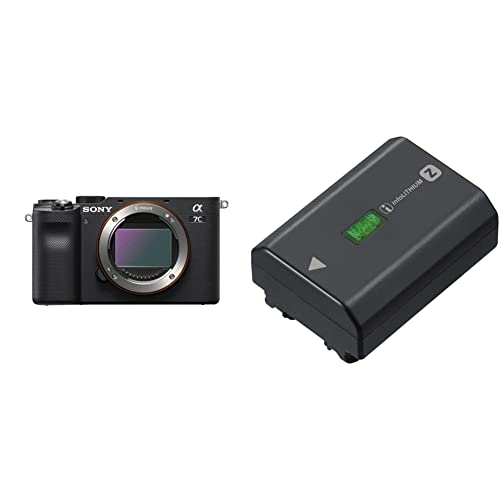 Sony Alpha 7C Spiegellose E-Mount Vollformat-Digitalkamera ILCE-7C (24,2 MP, 7,5cm (3 Zoll) Touch-Display, Echtzeit-AF) Nur Body - Schwarz + Akku NP-FZ100 von Sony