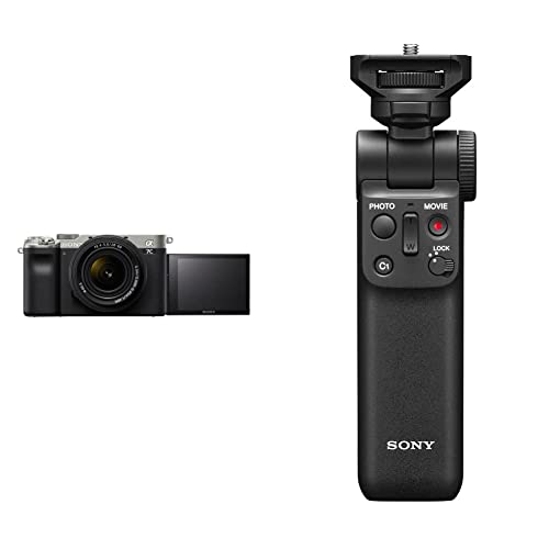 Sony Alpha 7C Spiegellose E-Mount Vollformat-Digitalkamera ILCE-7C (24,2 MP, 7,5cm (3 Zoll) Touch-Display, Echtzeit-AF) Nur Body - Silber/Schwarz + Handgriff von Sony