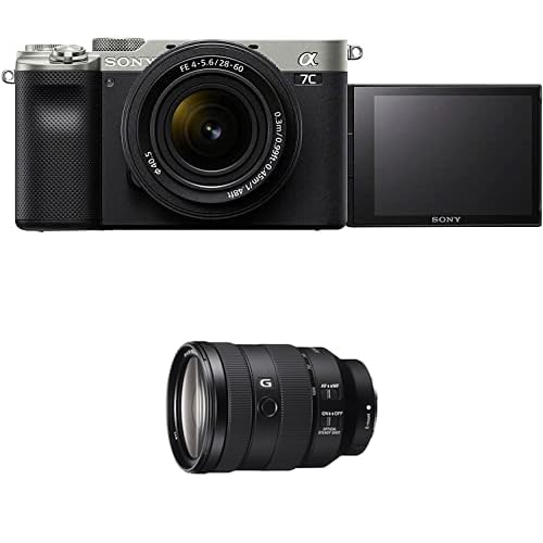 Sony Alpha 7C Spiegellose E-Mount Vollformat-Digitalkamera ILCE-7C (24,2 MP, 7,5cm (3 Zoll) Touch-Display, Echtzeit-AF) inkl. 28-60mm & 24-105mm f4 Objektiv - Silber/Schwarz von Sony