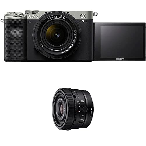 Sony Alpha 7C Spiegellose E-Mount Vollformat-Digitalkamera ILCE-7C (24,2 MP, 7,5cm (3 Zoll) Touch-Display, Echtzeit-AF) inkl. 28-60mm & 24mm f2.8 Objektiv - Silber/Schwarz von Sony