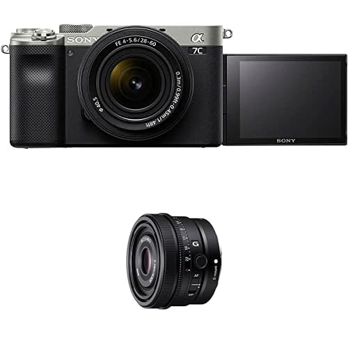 Sony Alpha 7C Spiegellose E-Mount Vollformat-Digitalkamera ILCE-7C (24,2 MP, 7,5cm (3 Zoll) Touch-Display, Echtzeit-AF) inkl. 28-60mm & 40mm f2.5 Objektiv - Silber/Schwarz von Sony