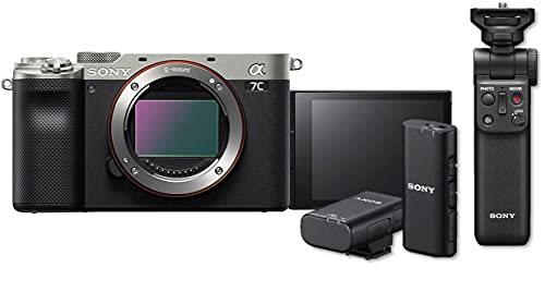 Sony Alpha 7C Spiegellose E-Mount Vollformat-Digitalkamera nur Body mit Sony GP-VPT2BT Bluetooth-Handgriff & Sony ECM-W2BT Bluetooth-Mikrofon von Sony