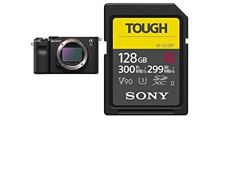Sony Alpha 7C Spiegellose Vollformat-Digitalkamera (24,2 MP, 7,5cm (3 Zoll) Touch-Display, Echtzeit-AF) Body - Schwarz + Speicherkarte von Sony