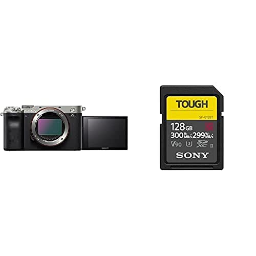 Sony Alpha 7C Spiegellose Vollformat-Digitalkamera (24,2 MP, 7,5cm (3 Zoll) Touch-Display, Echtzeit-AF) Body - Silber/Schwarz + Speicherkarte von Sony