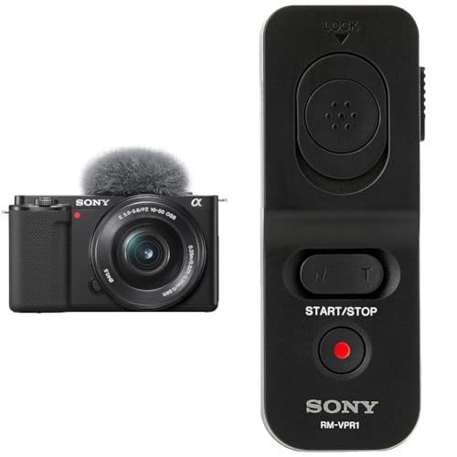 Sony Alpha ZV-E10 | APS-C spiegellose Vlog-Kamera (schwenkbarer Bildschirm für Vlogging & RMVPR1.CE7 Multi-Terminal Kabel-Fernbedienung für vibrationfrei Shutter Release von Sony