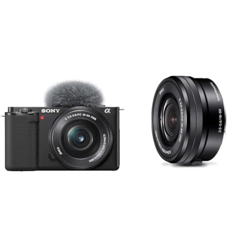 Sony Alpha ZV-E10 | APS-C spiegellose Vlog-Kamera (schwenkbarer Bildschirm für Vlogging & SELP1650 Standard-Zoom-Objektiv (16-50 mm von Sony