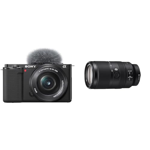 Sony Alpha ZV-E10 | APS-C spiegellose Vlog-Kamera & E 70-350mm f/4.5-6.3 G OSS | APS-C, Super-Telezoom-Objektiv (SEL70350G) von Sony