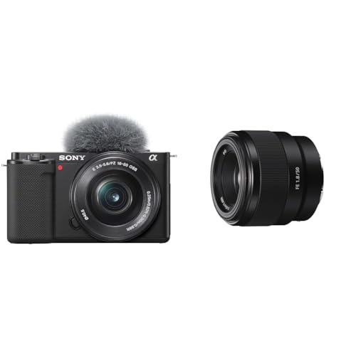Sony Alpha ZV-E10 | APS-C spiegellose Vlog-Kamera & SEL-50F18F Standard Objektiv (Festbrennweite, 50 mm, F1.8, Vollformat, geeignet für A7, A6000, A5100, A5000 und Nex Serien, E-Mount) schwarz von Sony