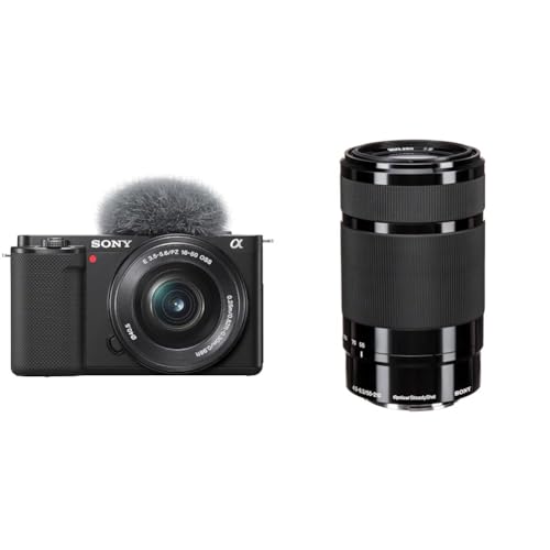 Sony Alpha ZV-E10 | APS-C spiegellose Vlog-Kamera & SEL-55210 Tele-Zoom-Objektiv (55-210 mm, F4.5–6.3, OSS, APS-C, geeignet für A7, ZV-E10, A6000- und Nex-Serien, E-Mount) schwarz von Sony