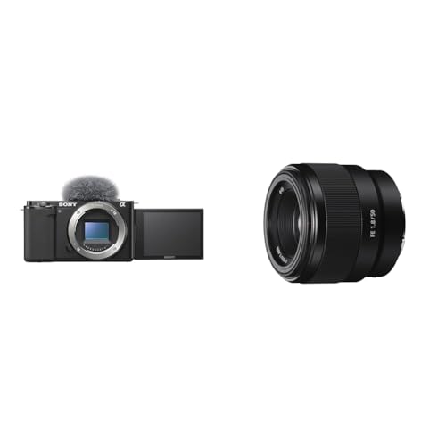 Sony Alpha ZV-E10 | APS-C spiegellose Wechselobjektiv-Vlog-Kamera (schwenkbarer Bildschirm für Vlogging & SEL-50F18F Standard Objektiv (Festbrennweite von Sony