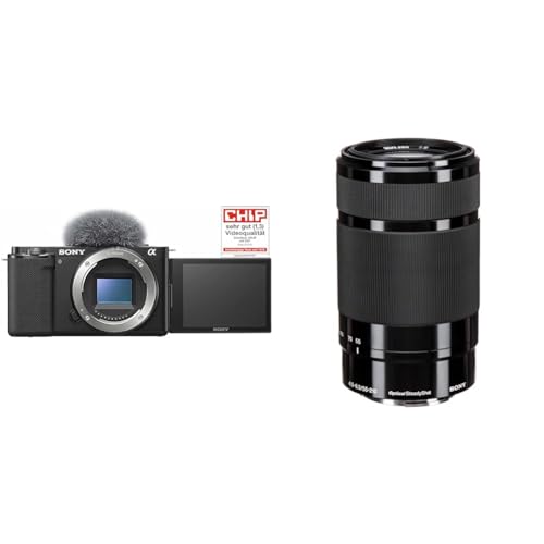 Sony Alpha ZV-E10 | APS-C spiegellose Wechselobjektiv-Vlog-Kamera & SEL-55210 Tele-Zoom-Objektiv (55-210 mm, F4.5–6.3, OSS, APS-C, geeignet für A7, ZV-E10, A6000- und Nex-Serien, E-Mount) schwarz von Sony