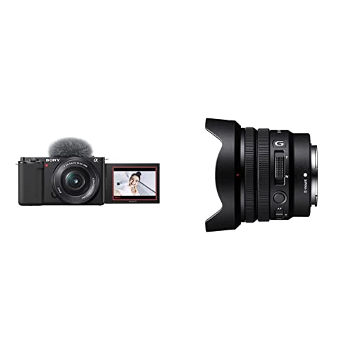 Sony Alpha ZV-E10L | APS-C spiegellose Wechselobjektiv-Vlog-Kamera (schwenkbarer Bildschirm für Vlogging, 4K-Video, Echtzeit-Augen-Autofokus), Schwarz + APS-C-Objektiv mit leistungsstarkem Zoom von Sony