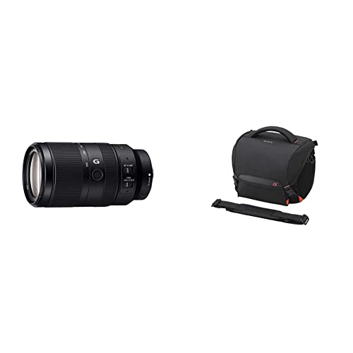 Sony E 70-350mm f/4.5-6.3 G OSS | APS-C, Super-Telezoom-Objektiv (SEL70350G) & LCSSC8 LCS-SC8 gepolsterte Tasche für DSLR Kamera mit Zusatzobjektiv, Schwarz von Sony